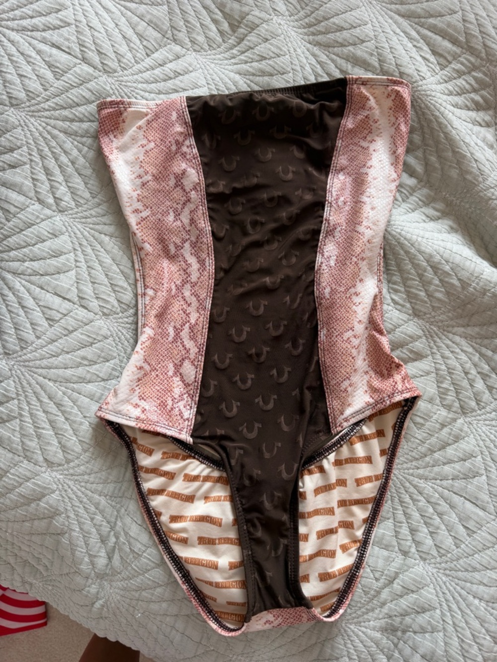 Brown & Pink snakeskin print One-Piece Swimsuit